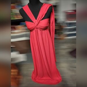Elegant One Shoulder Red Evening Maxi Gown Size 4 ☆NWT